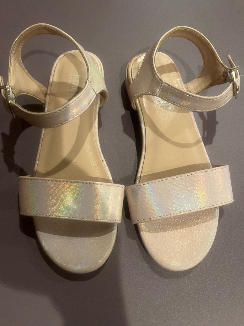 Kenneth Cole Reaction Girls' Iridescent Pearl Ankle Strap Sandals
